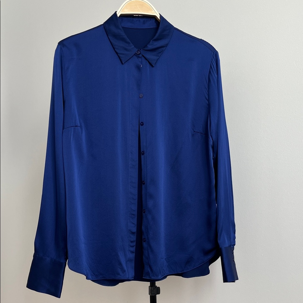 Herzens Angelegenheit Blue Silk Blouse Shirt 38